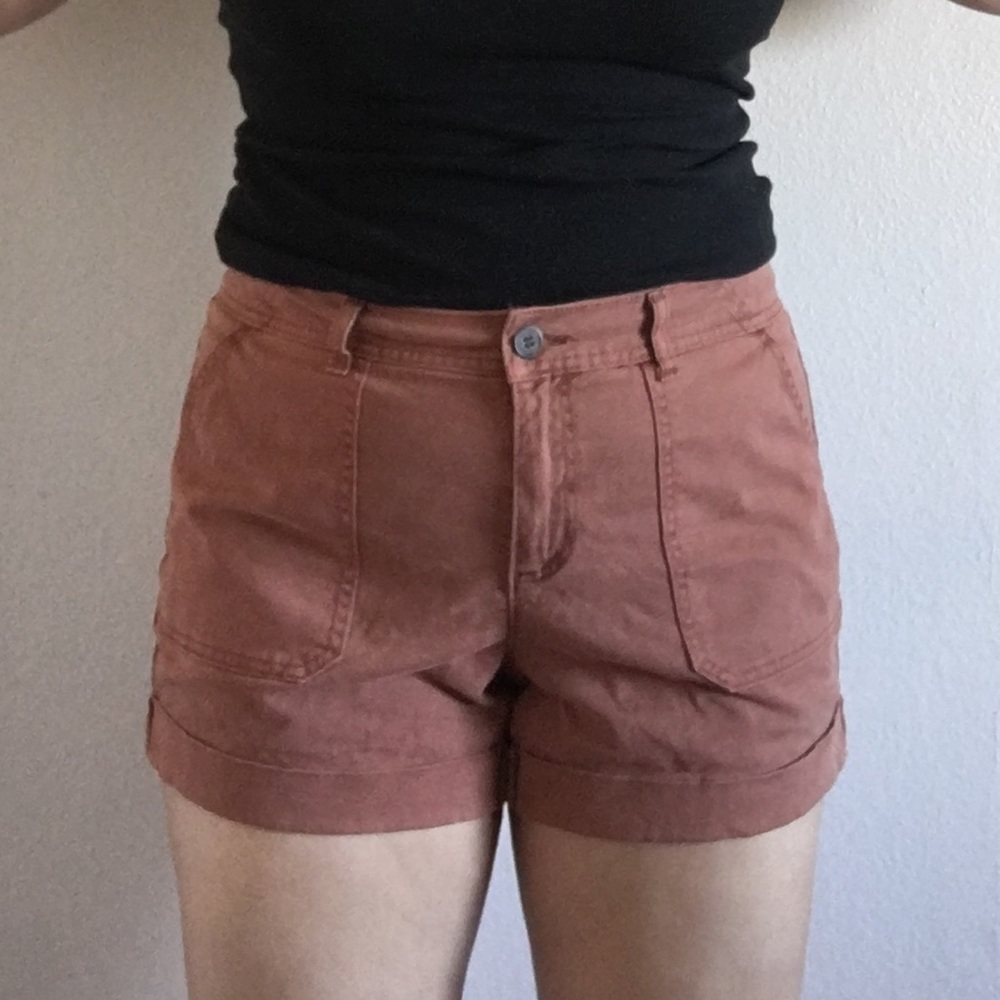 high waisted rust shorts